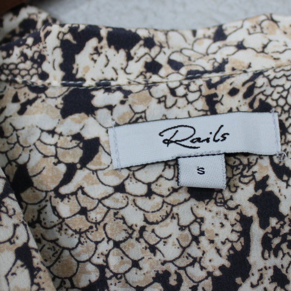 Rails Snakeskin Print Silk Button Down Blouse Sz S - image 5